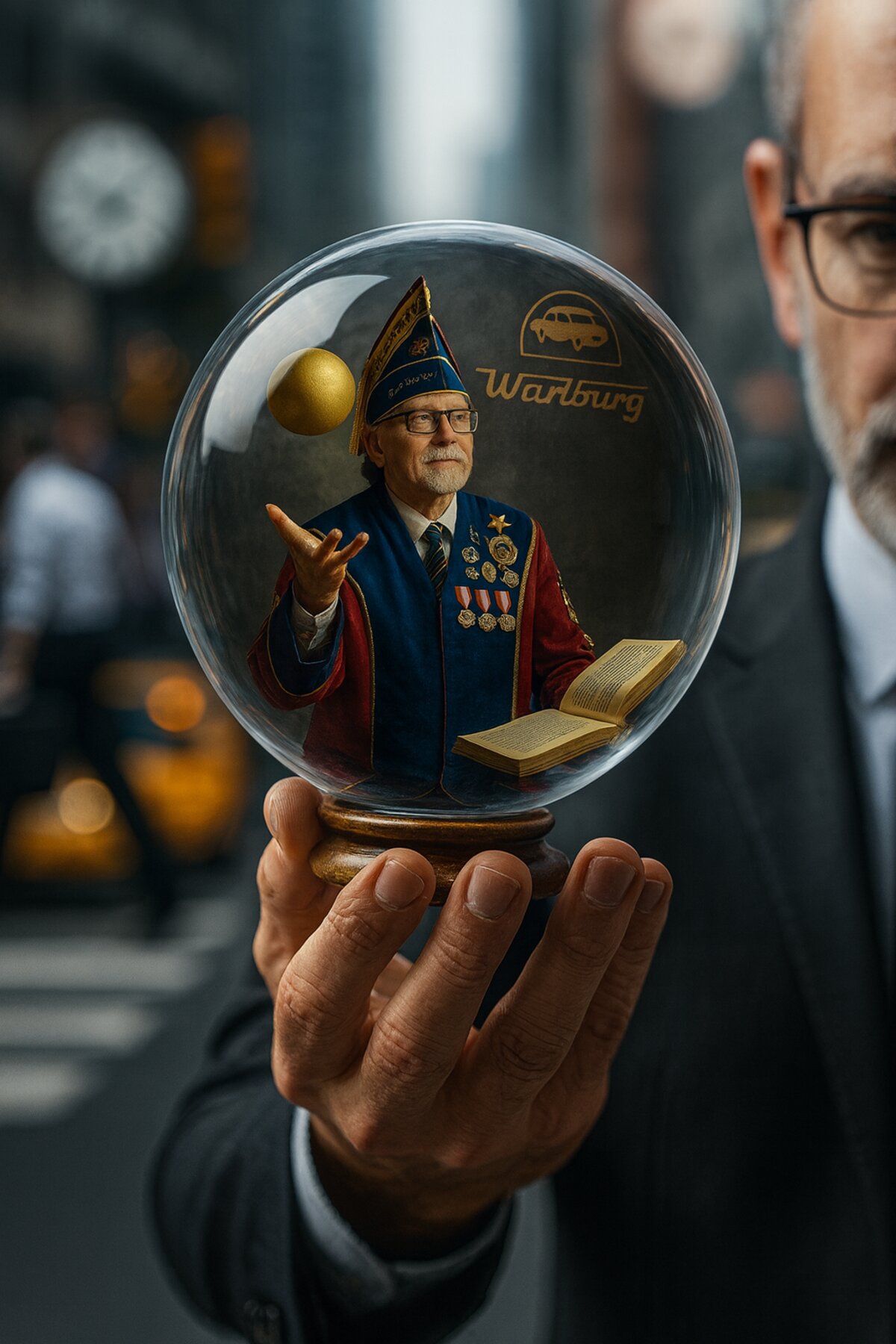 Schlaraffia – Ritter in Glaskugel mit Wartburg-Symbolik